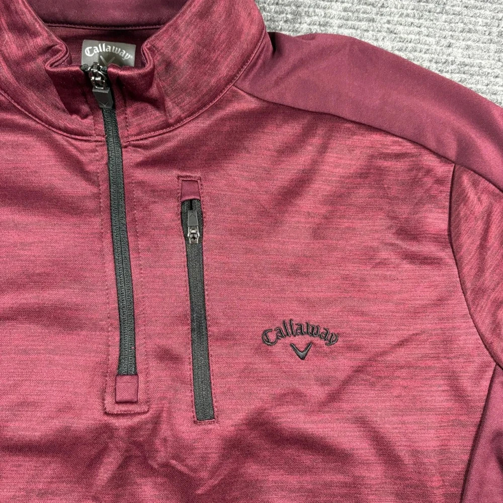 Callaway Mens Large 1/4 Zip Pullover Burgundy Heathered Golf Jacket 4373